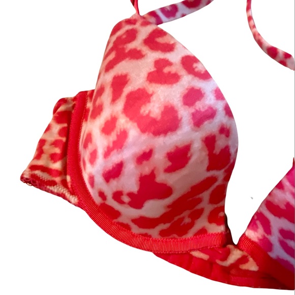 EXPRESS red Leopard Print Satin Bra 36C - Picture 2 of 4